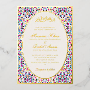 Invitation En Aluminium Bleu Royal Turquoise Ivoire Motif Floral Mariage M