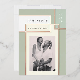 Invitation En Aluminium Bloc De Couleurs Mi-Siècle Moderne Enregistrer La