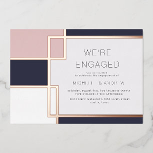 Invitation En Aluminium bloc de couleurs milieu siècle moderne feuille fia