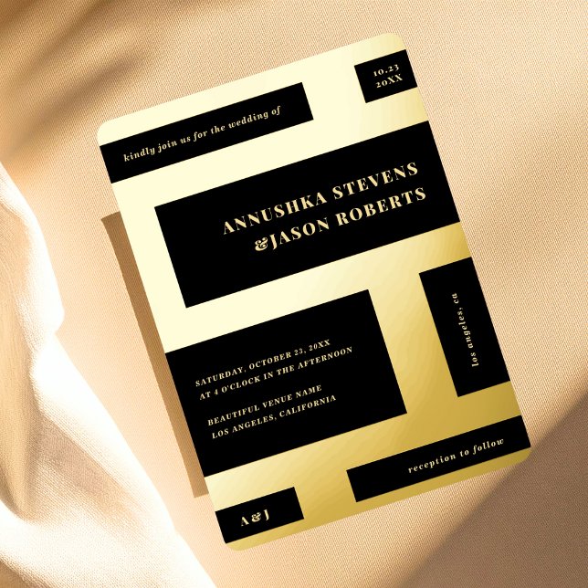 Invitation En Aluminium Blocs géométriques très organisés Mariage photo Re (Créateur téléchargé)