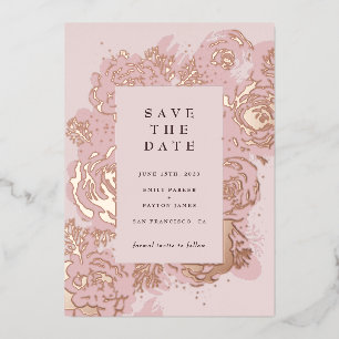 Invitation En Aluminium Blooms d'or roses