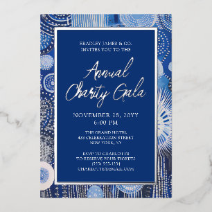 Invitation En Aluminium Blue Abstrait Watercolor Charity Event Gala Party