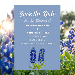 Invitation En Aluminium Blue Bluebonnets Floral Photo QR Code Mariage