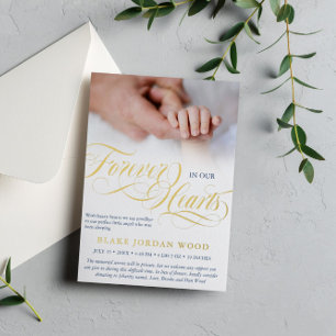 Invitation En Aluminium Blue Gold pour toujours dans nos coeurs Baby Memor