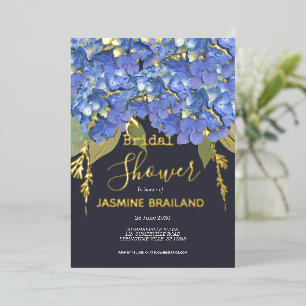 Invitation En Aluminium Blue Hydrangea Blooms Fête des mariées personnalis