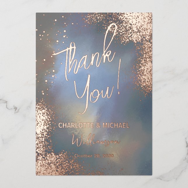 Invitation En Aluminium Blue Sparkle Photo Overlay Mariage Merci (Recto)