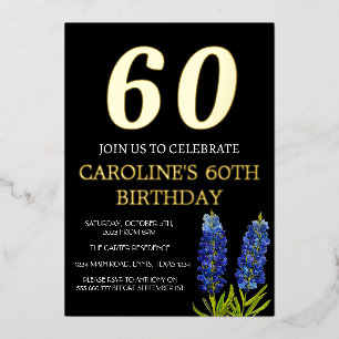 Invitation En Aluminium Bluebonnets 60e anniversaire Blue Gold Chic Glam