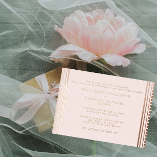 Invitation En Aluminium Blush Art Déco Mariage Rose Gold Foil