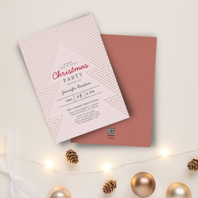 Invitation En Aluminium Blush de Noël moderne Fête Rose doré  (Créateur téléchargé)