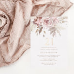 Invitation En Aluminium Blush & Dusty Rose 21e anniversaire Rose de fête G<br><div class="desc">Blush & Dusty Rose 21e anniversaire Rose Gold Foil Invitation Voir d'autres invitations dans notre magasin de niche et de niche</div>