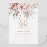 Invitation En Aluminium Blush & Dusty Rose 60e anniversaire Rose de fête G<br><div class="desc">Blush & Dusty Rose 60th Birthday Party Rose Gold Foil Invitation Voir d'autres invitations dans notre Niche and Nest Store</div>