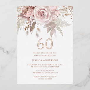 Invitation En Aluminium Blush & Dusty Rose 60e anniversaire Rose de fête G