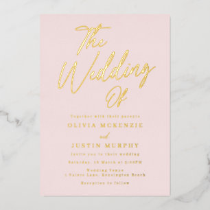 Invitation En Aluminium Blush & Gold Mariage moderne Golden