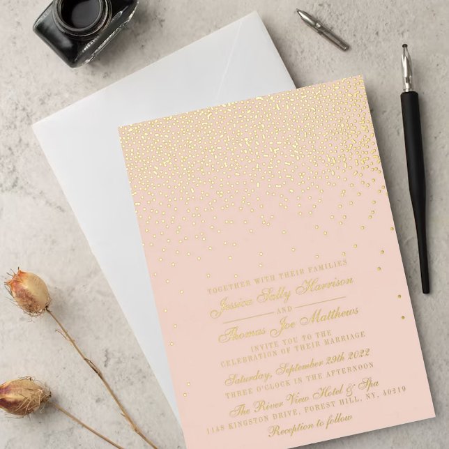 Invitation En Aluminium Blush Pink & Glam Confetti Mariage Real (Créateur téléchargé)