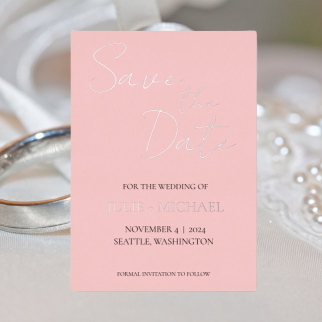 Invitation En Aluminium Blush Pink style simple mariage Enregistrer la dat (In Situ Wedding)