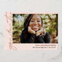 Blush Rose Gold Calligraphy Photo Graduation