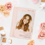 Invitation En Aluminium Blush Rose Gold Calligraphy Photo Sweet 16<br><div class="desc">Elégant rose or doux 16 invitation en rose vif personnalisée avec une photo. Sweet sixteen simple mais glamour invitation imprimée avec feuille d'or rose contre un arrière - plan rose pâle. Invitation tes amis à ta douce fête 16 avec cette invitation de fête en or rose et rose personnalisée avec...</div>