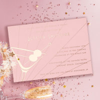 Blush Rose Gold Foil Martini Bachelorette Party