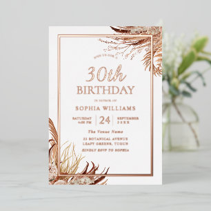 Invitation En Aluminium Bohème Bohème 30ème anniversaire Rose Gold Foil