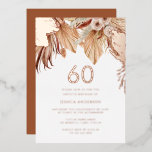 Invitation En Aluminium Bohème Bohème Floral 60ème anniversaire Rose de fê<br><div class="desc">Bohemian Boho Floral 60th Birthday Party Rose Gold Foil Invitation Voir d'autres invitations dans notre Niche and Nest Store</div>