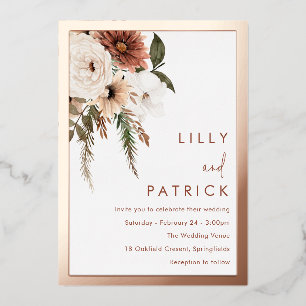 Invitation En Aluminium Bohème Floral Terracotta Mariage Rose Or