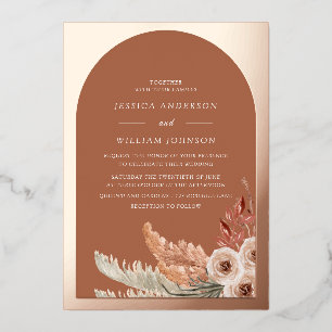 Invitation En Aluminium Bohème moderne Mariage Floral Rose Or