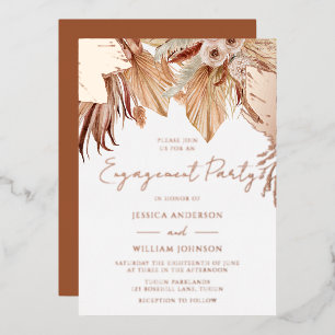 Invitation En Aluminium Bohemian Dream Floral Engagement Party Rose Gold