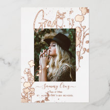 Boho Aquarelle Fleurs Sauvages Diplôme Or Rose