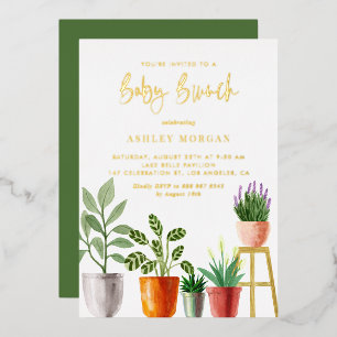 Invitation En Aluminium Boho Aquarelle intérieure Baby shower Plante Brunc