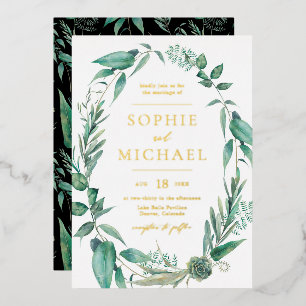 Invitation En Aluminium Boho Aquarelle Verdure et Mariage Succulents