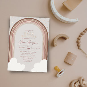 Invitation En Aluminium Boho Arc arc-en-ciel Earthy Blush Girl