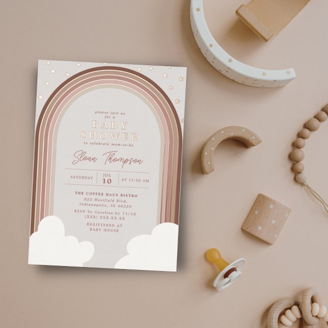 Invitation En Aluminium Boho Arc arc-en-ciel Earthy Blush Girl (Créateur téléchargé)