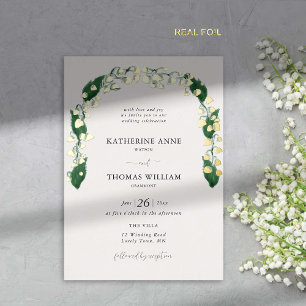 Invitation En Aluminium Boho Arch Chic Aquarelle Lily Valley Mariage Gold