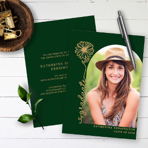 Invitation En Aluminium Boho Arch Vert Or Main Écrite Photo Diplôme