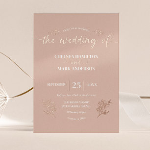 Invitation En Aluminium Boho Beige Blush Mariage Script tendance