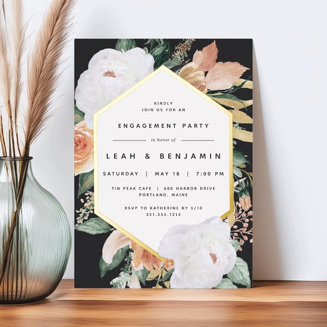 Invitation En Aluminium Boho Blooms Moderne Floral Engagement Party (Créateur téléchargé)