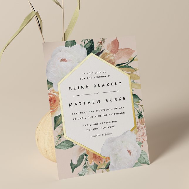 Invitation En Aluminium Boho Blooms Moderne Géométrique Mariage Floral (Créateur téléchargé)
