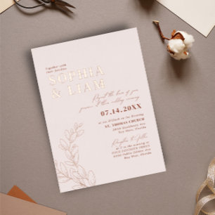 Invitation En Aluminium Boho Blush Terracotta Avec RSVP QR Code Mariage
