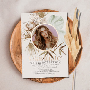 Invitation En Aluminium Boho Botanical Reviera Terme Photo Graduation