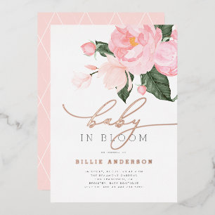 Invitation En Aluminium Boho Chic Blush Rose Floral Baby en Fleur Douche