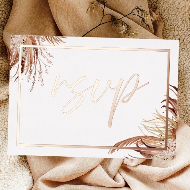 Invitation En Aluminium Boho Chic Véritable Feuille d'Or Rose Doré Mariage (Créateur téléchargé)