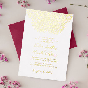 Invitation En Aluminium Boho Ethnique Accent Botanique Mandala