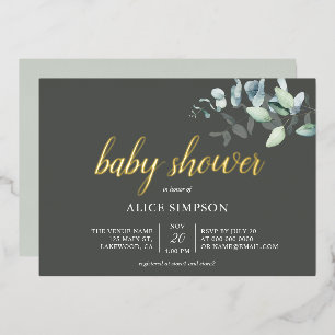 Invitation En Aluminium Boho Eucalyptus Feuille Baby shower Foil Invitatio