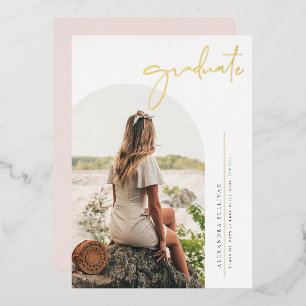 Invitation En Aluminium Boho Minimaliste Calligraphie Arch Photo Graduatio