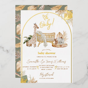 Invitation En Aluminium Boho Moderne Coeur Baby shower neutre genre