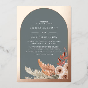 Invitation En Aluminium Boho moderne Floral Bohème Mariage Rose or