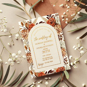 Invitation En Aluminium Boho Neutral Aquarelle Mariage Pampas