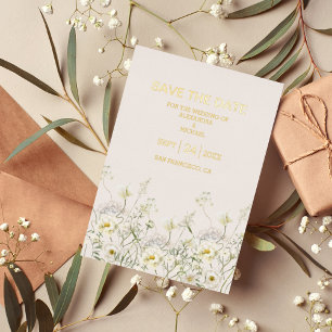 Invitation En Aluminium Boho Neutral Blanc Aquarelle Fleur sauvage Mariage