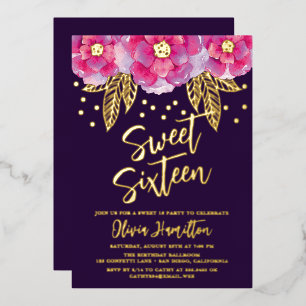 Invitation En Aluminium Boho rose violet Fleurs Douces 16