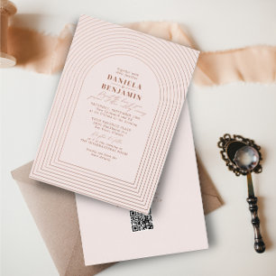 Invitation En Aluminium Boho Terracotta Blush Mariage Arch & RSVP QR Code